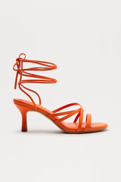 Fallon Wrap Up Heels - Orange