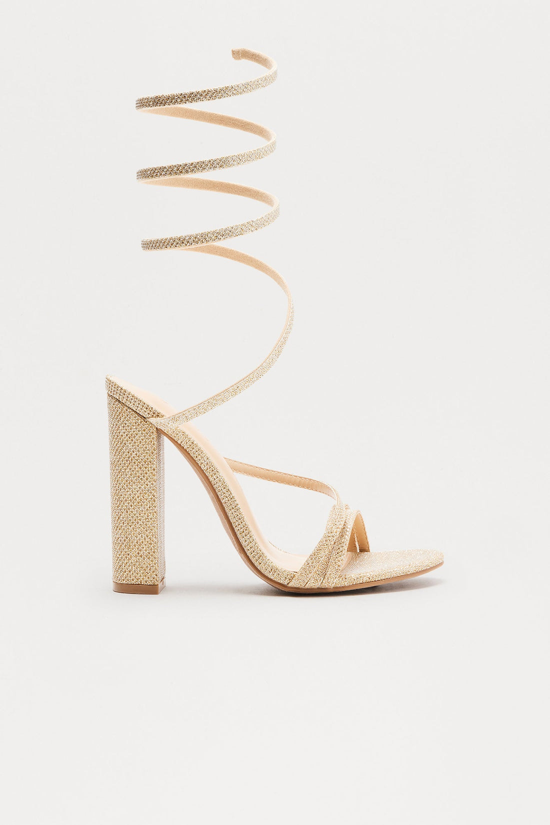 Peri Glitter Wrap Up Heels - Gold