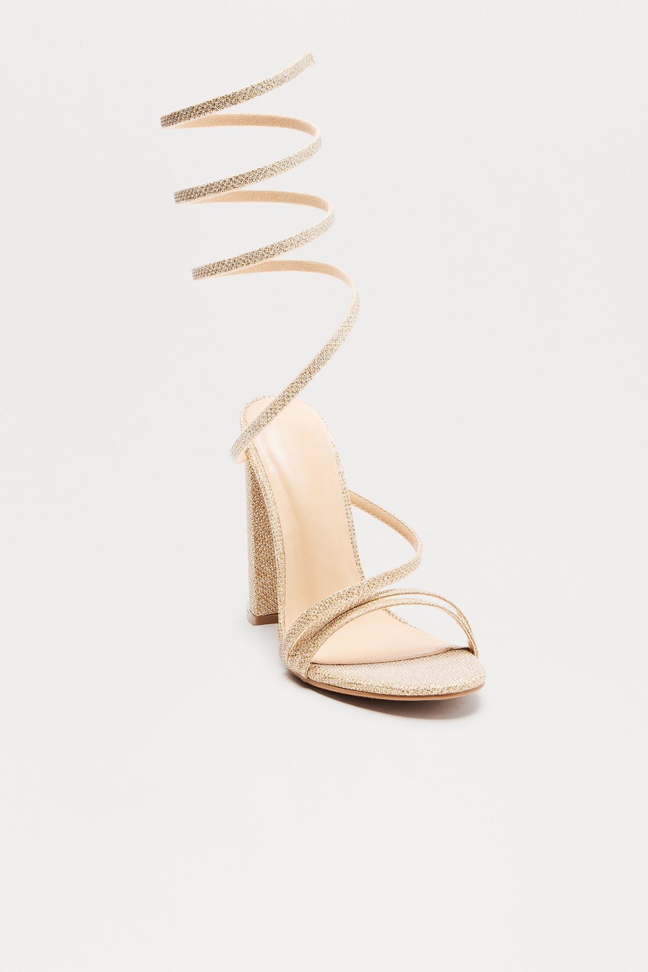 Peri Glitter Wrap Up Heels - Gold