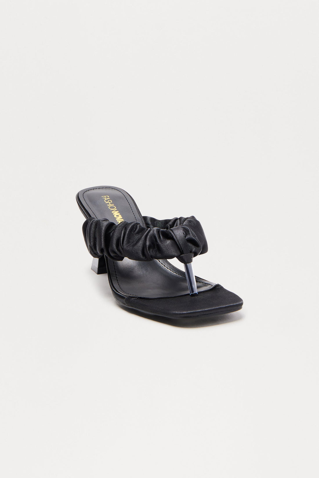 Sandrine Satin Thong Heels - Black