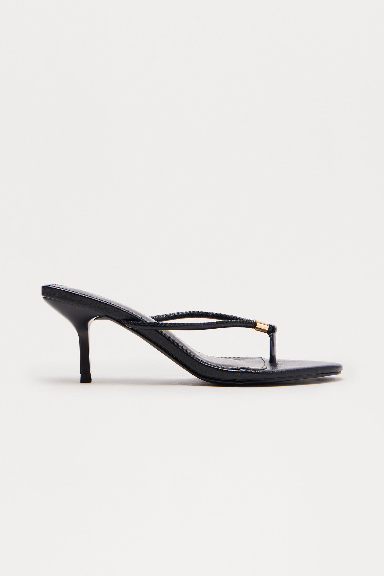 Capri Faux Leather Thong Mules - Black