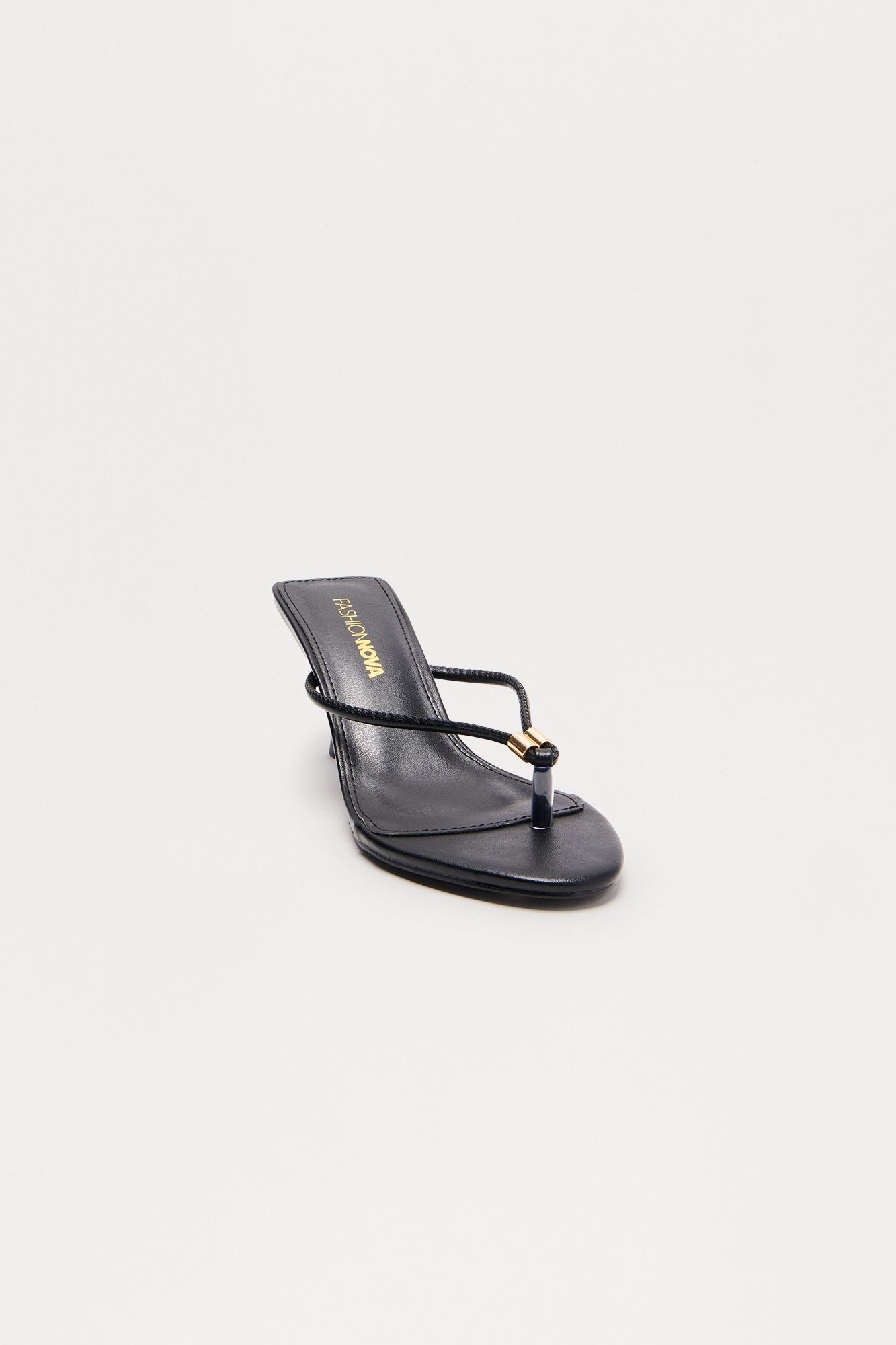 Capri Faux Leather Thong Mules - Black