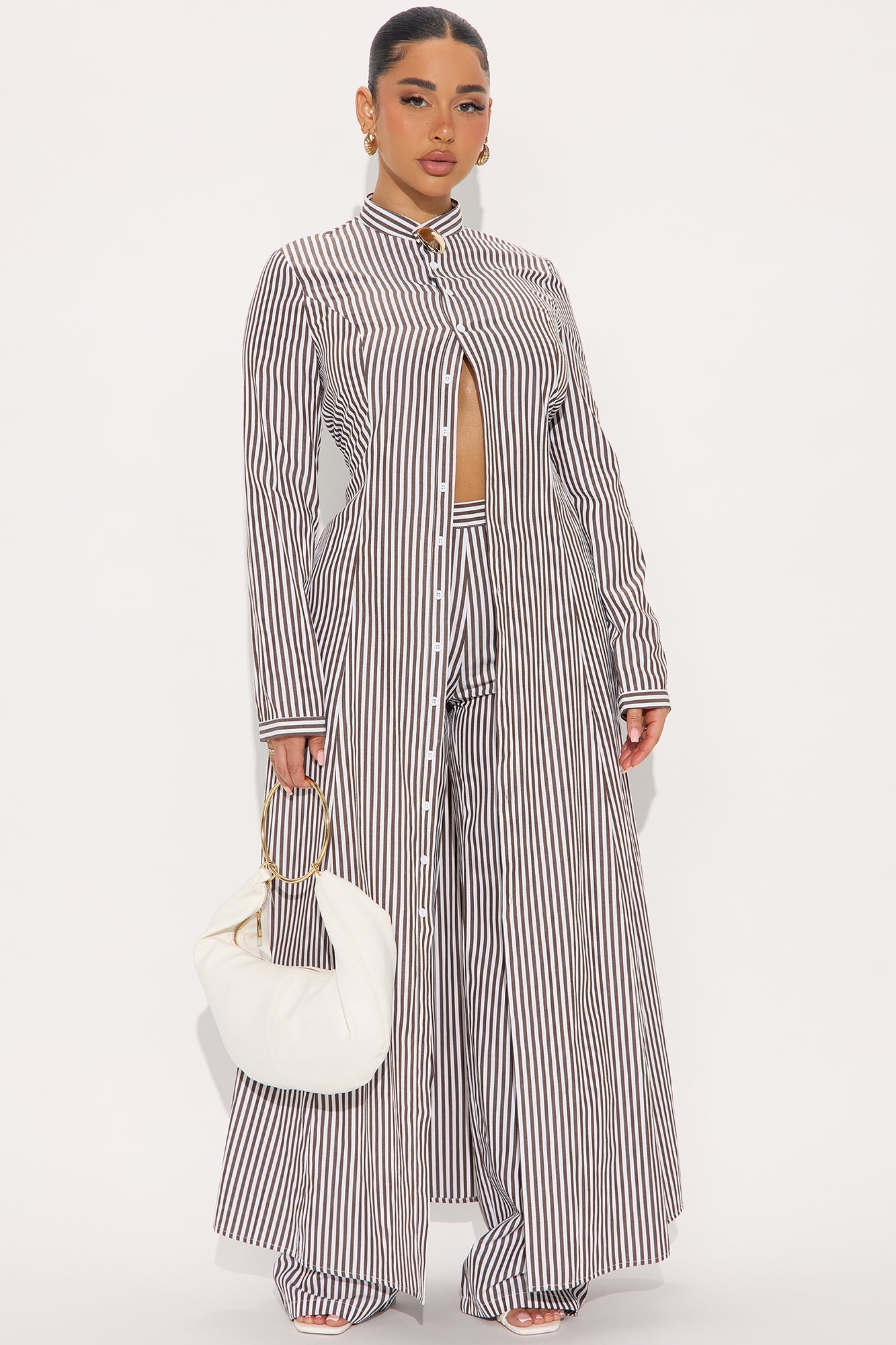 Yacht Trip Stripe Pant Set - Chocolate/Combo
