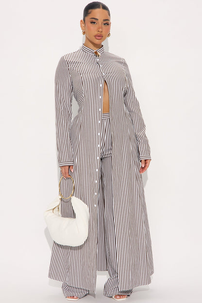 Yacht Trip Stripe Pant Set - Chocolate/Combo