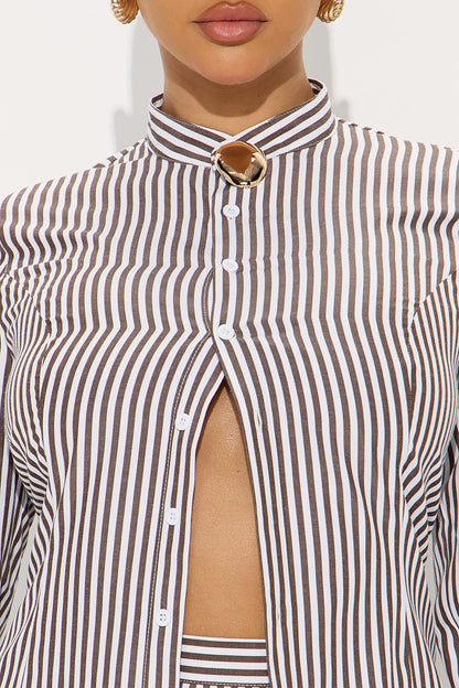 Yacht Trip Stripe Pant Set - Chocolate/Combo