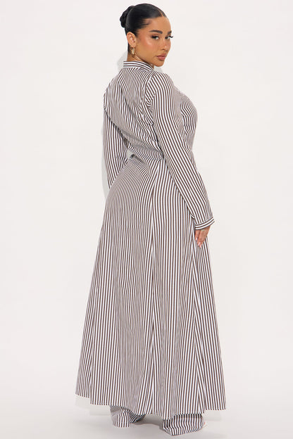 Yacht Trip Stripe Pant Set - Chocolate/Combo