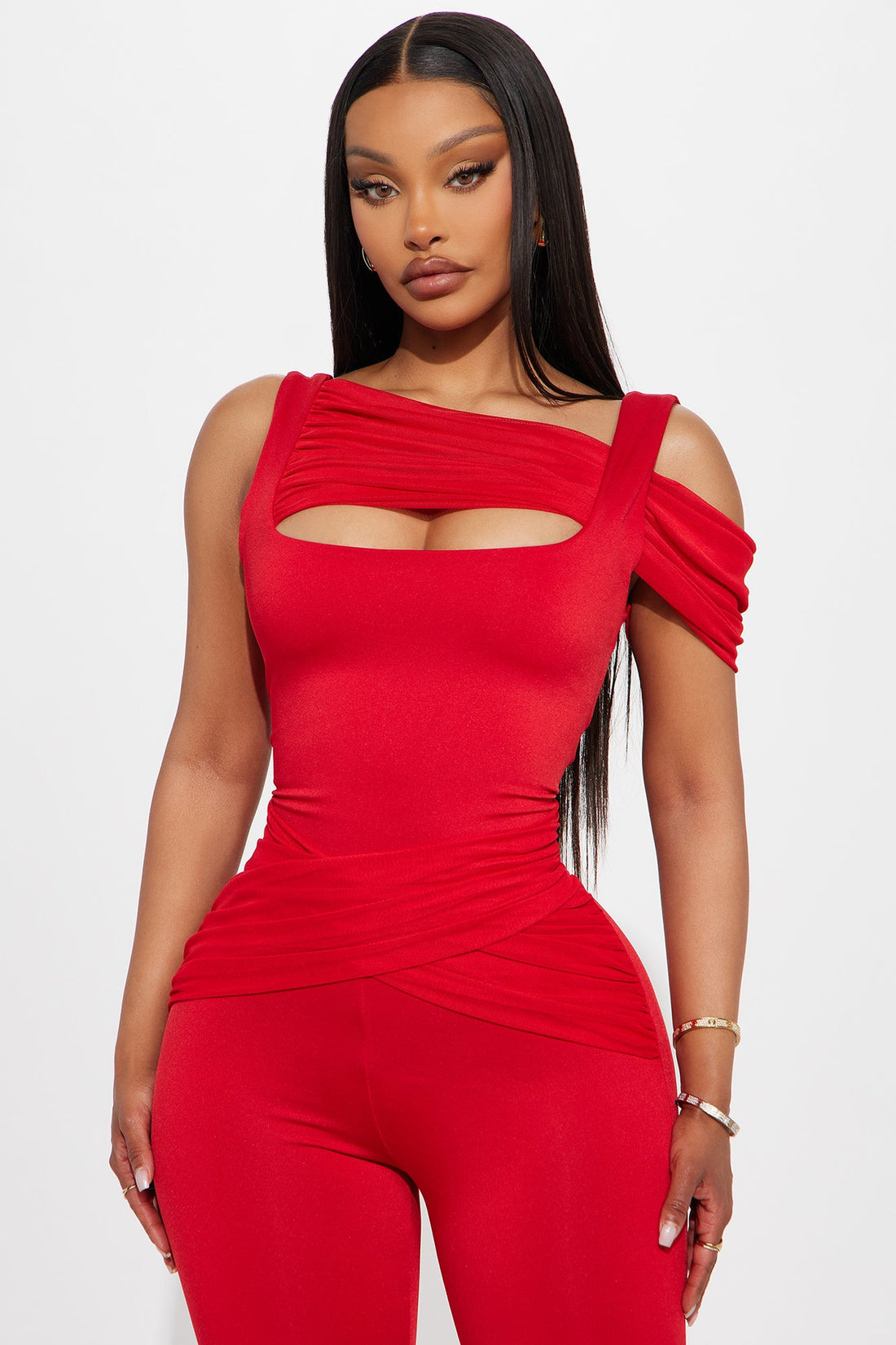 Martini &amp; Gossip Flare Jumpsuit - Red