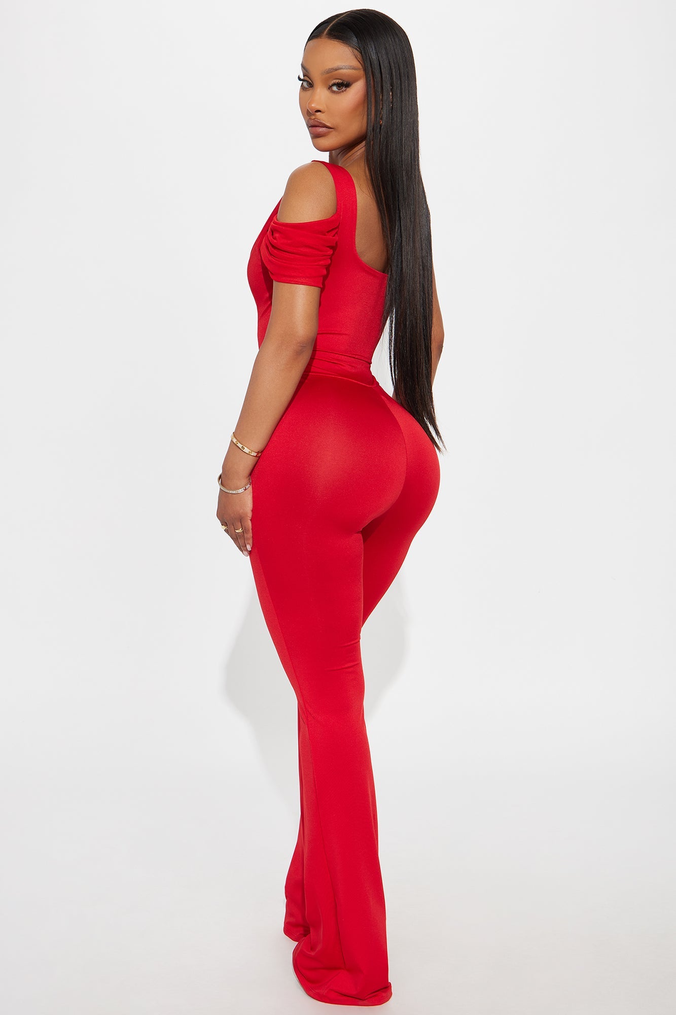 Martini &amp; Gossip Flare Jumpsuit - Red