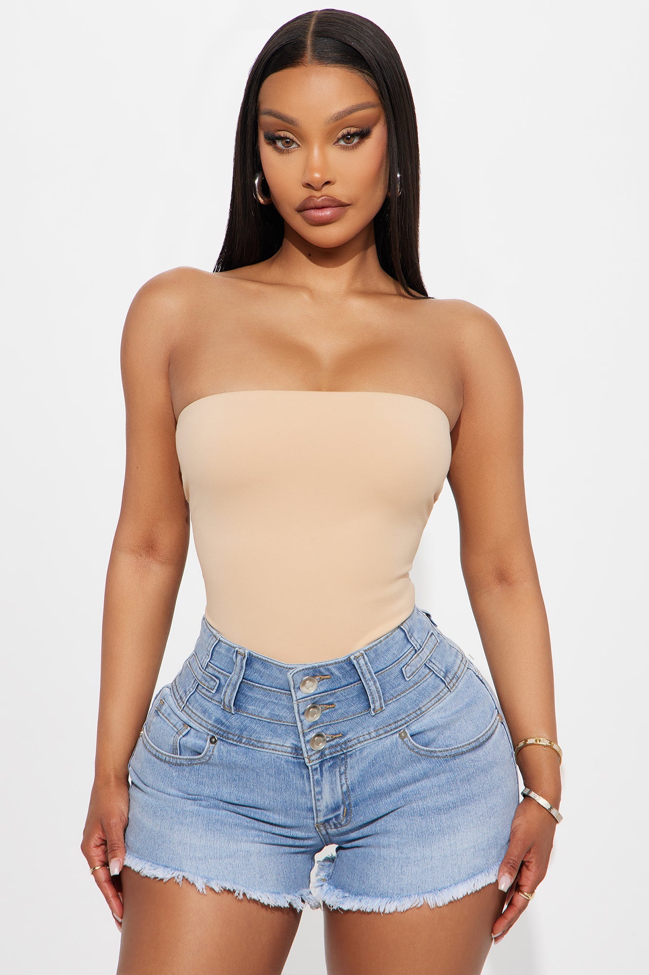 Alli Double Lined Strapless Bodysuit - Nude