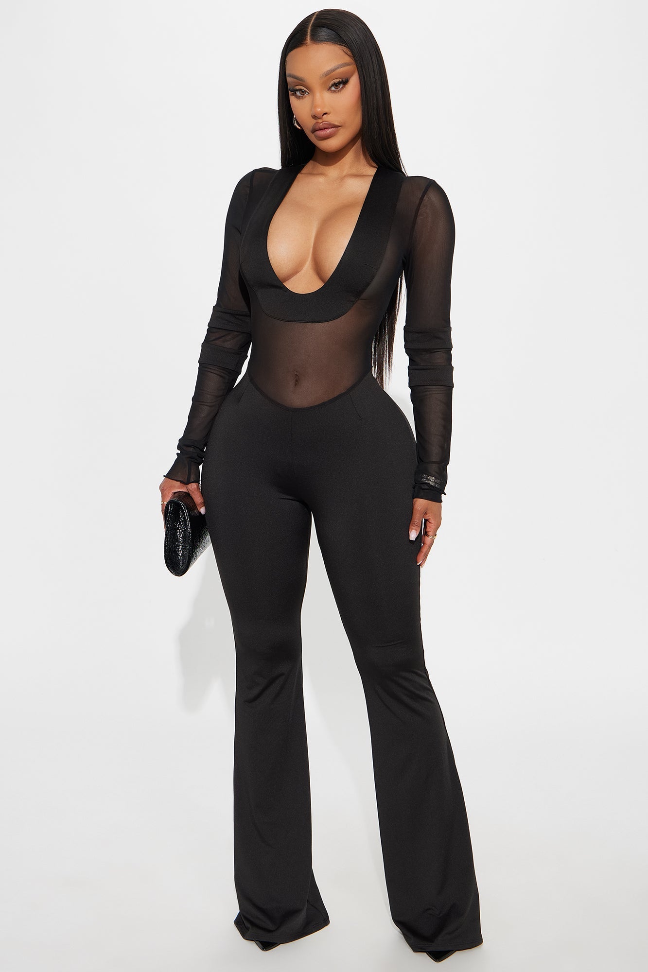 Kendra Sheer Jumpsuit - Black