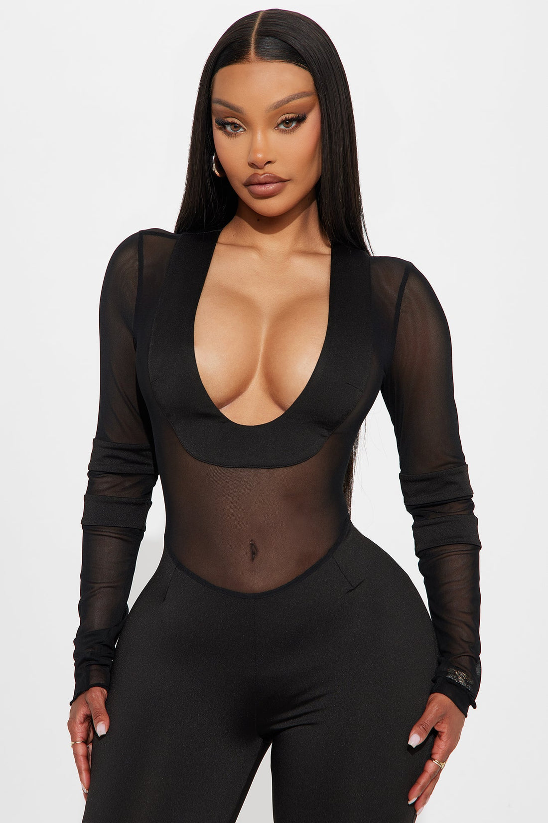 Kendra Sheer Jumpsuit - Black