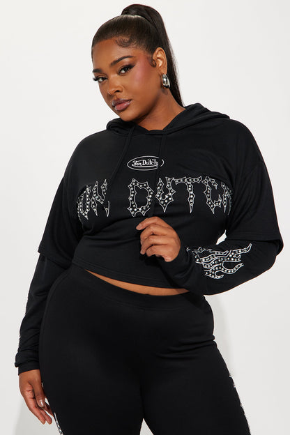 Von Dutch Fire Racer Layered Hoodie - Black