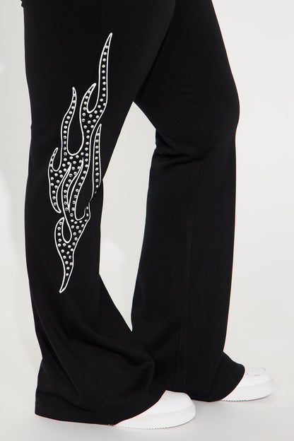 Von Dutch Fire Racer Rhinestone Flared Pant - Black