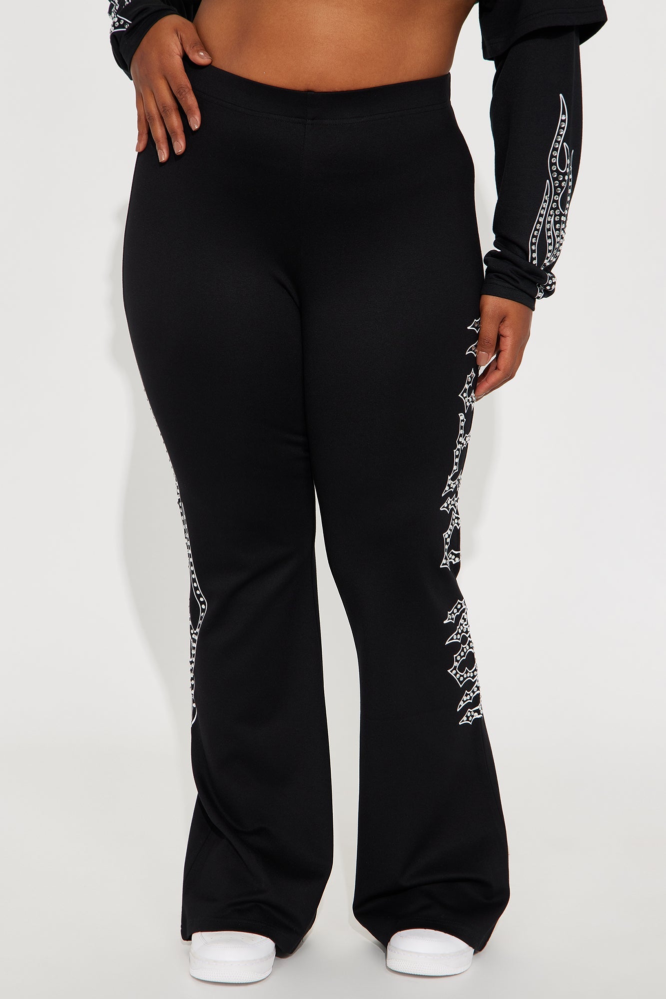 Von Dutch Fire Racer Rhinestone Flared Pant - Black