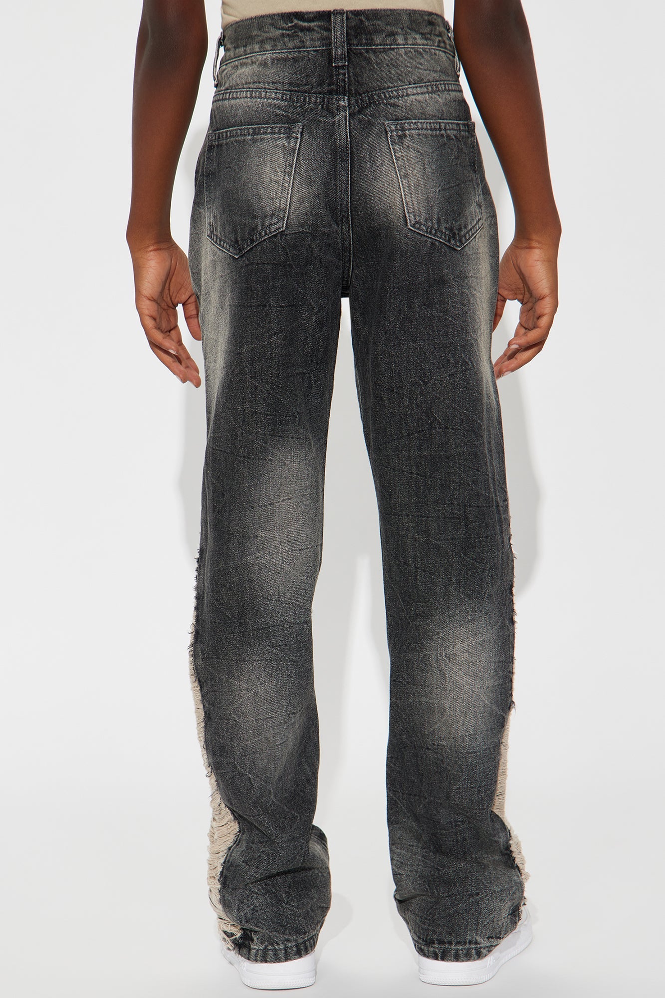 Mini Julian Stacked Flare Distressed Jeans - Black Wash