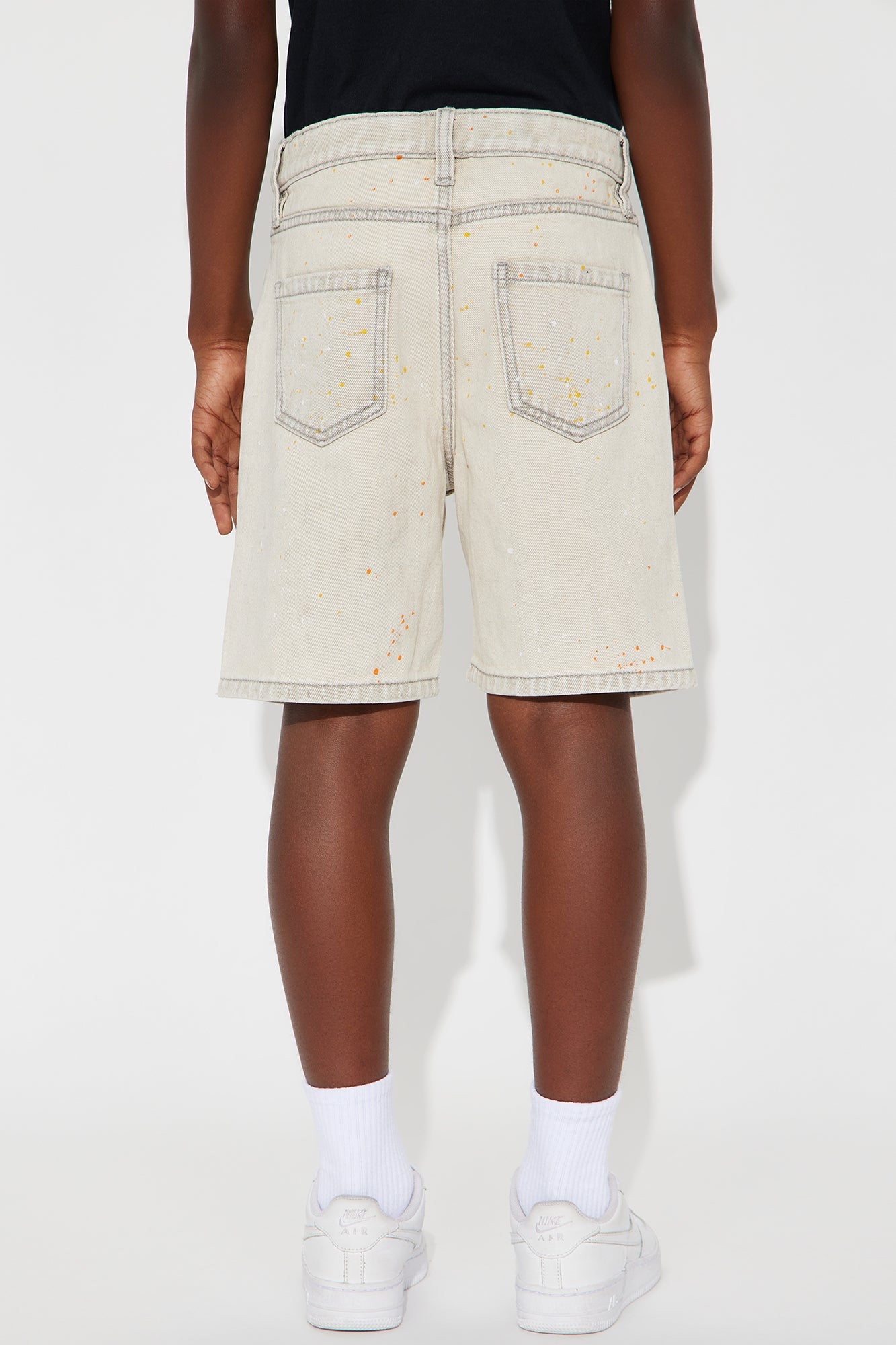 Mini These Streets Paint Splattered Relaxed Denim Shorts - Grey