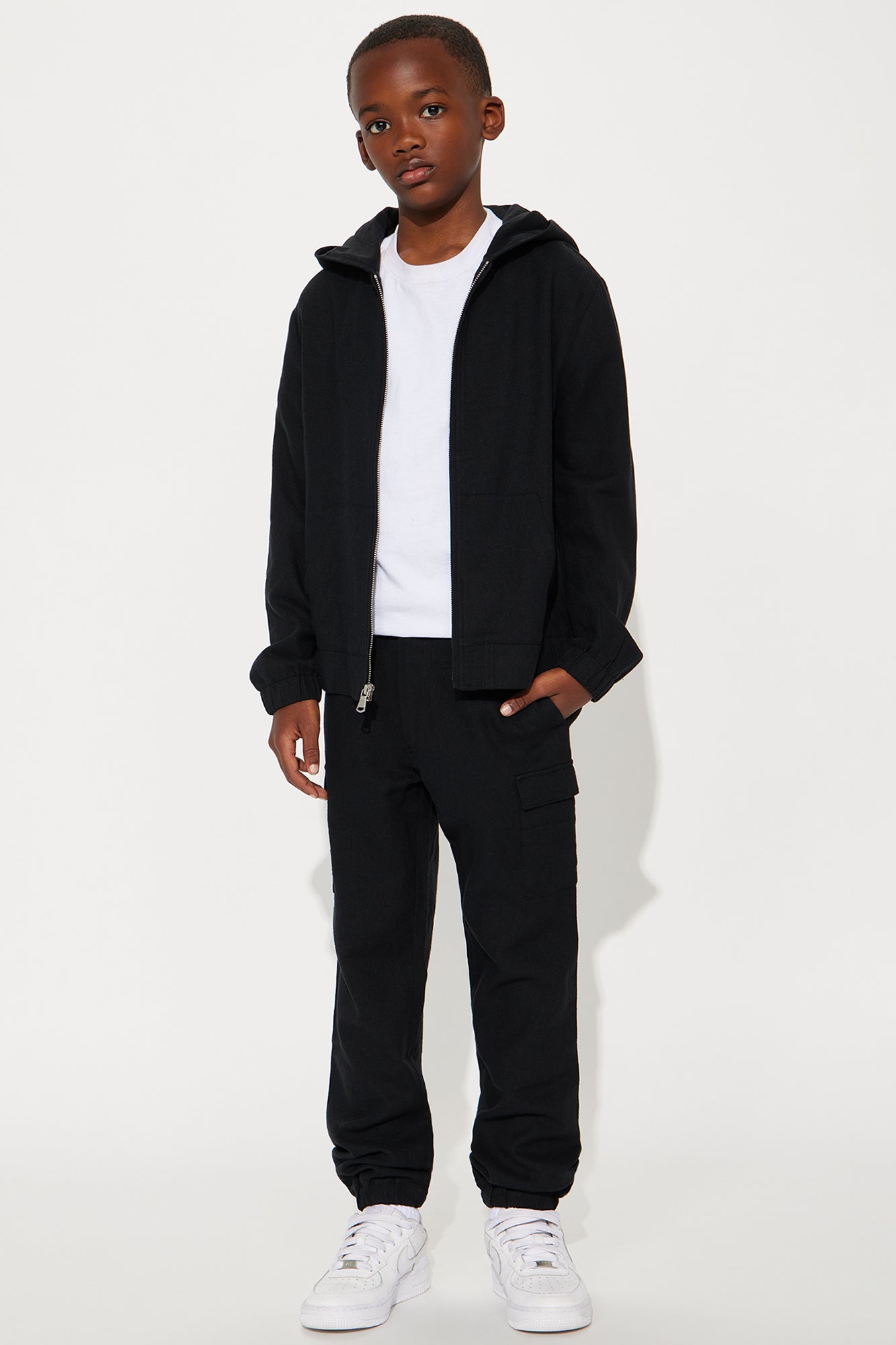 Mini Bahamas Linen Relaxed Hooded Jacket - Black