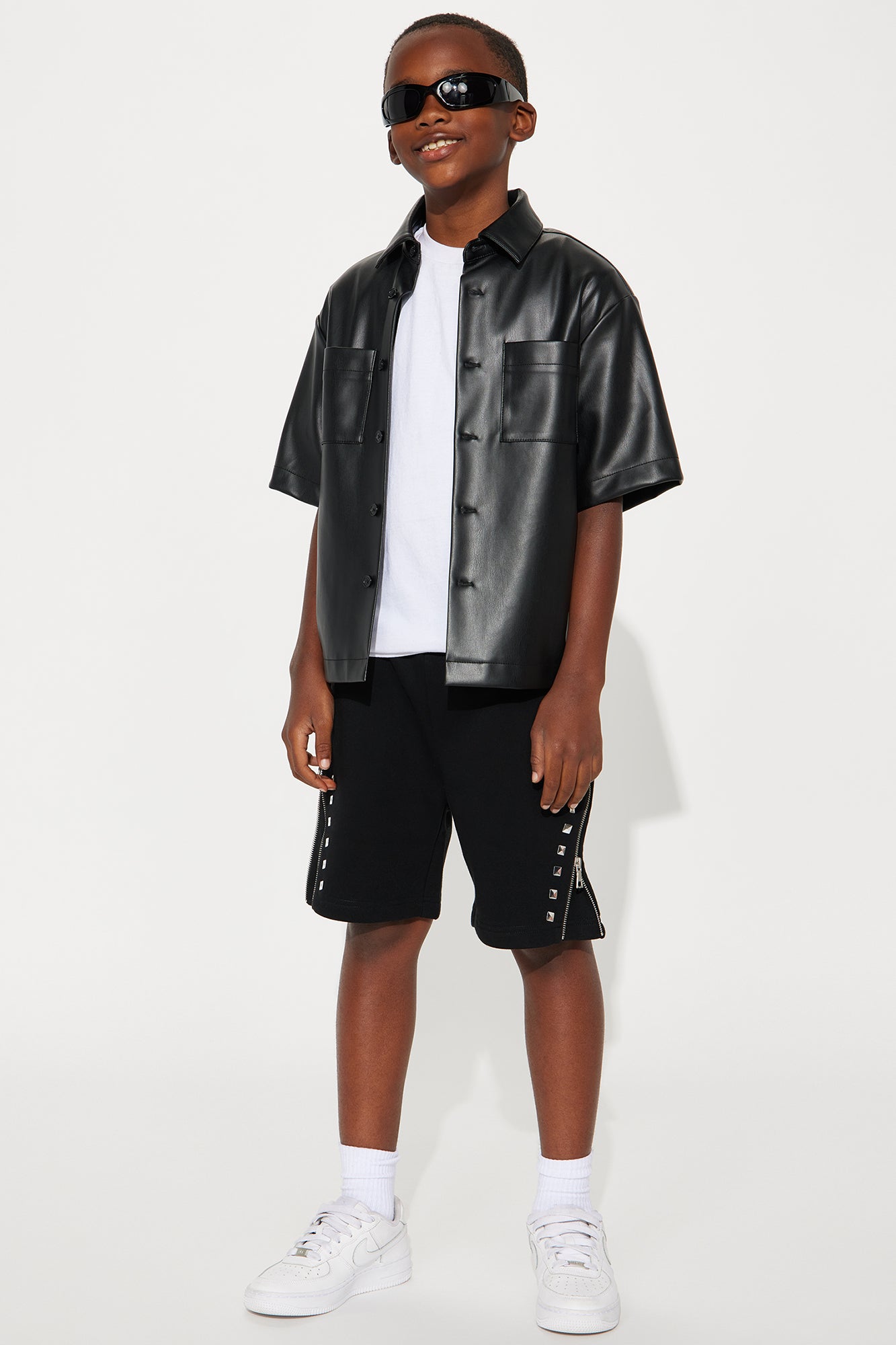 Mini Tyson Sleaze Studded Relaxed Shorts - Black