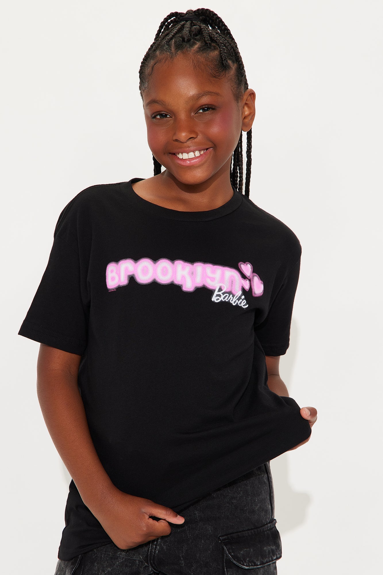 Mini Brooklyn Barbie Front/Back Short Sleeve T-Shirt - Black