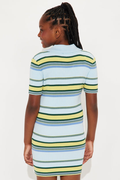 Mini Melanie Sweater Dress - Blue/combo