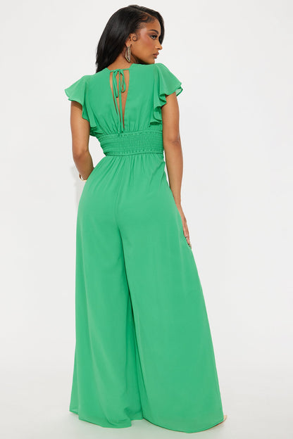 Salome Chiffon Jumpsuit - Kelly Green