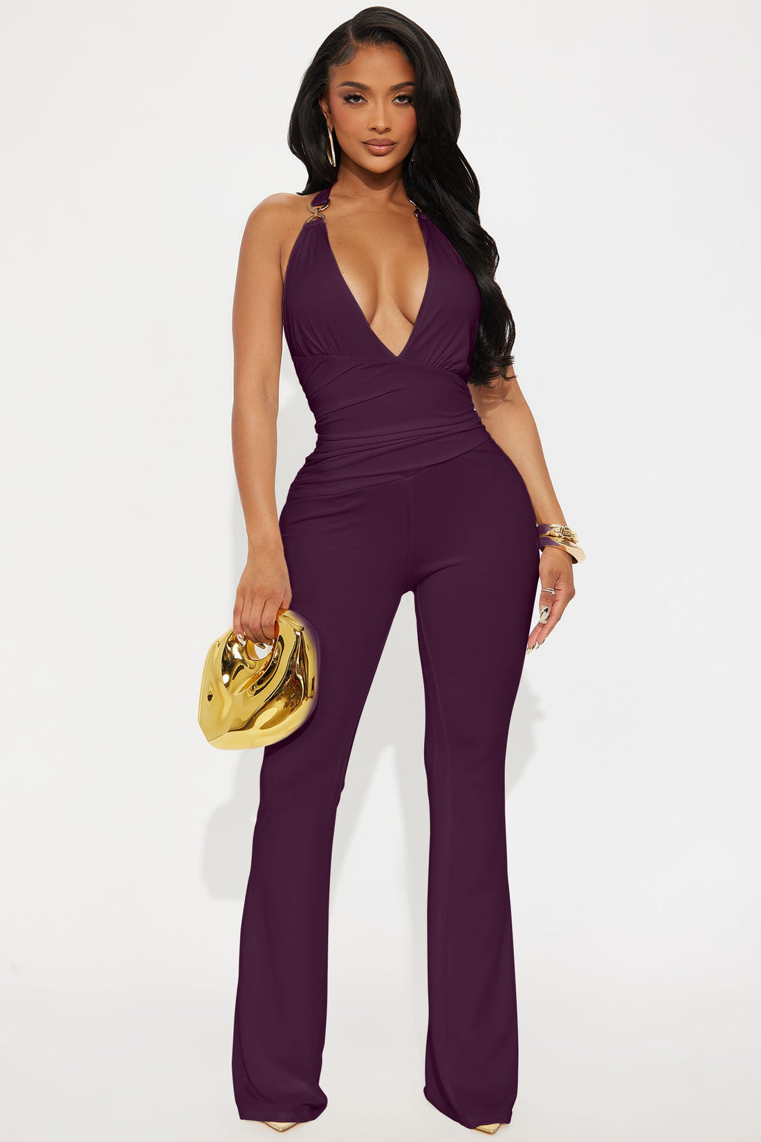 Mariana Flare Leg Jumpsuit - Plum