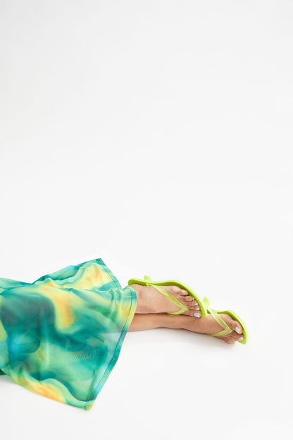 Mimosa Thong Kitten Heels - Neon Green