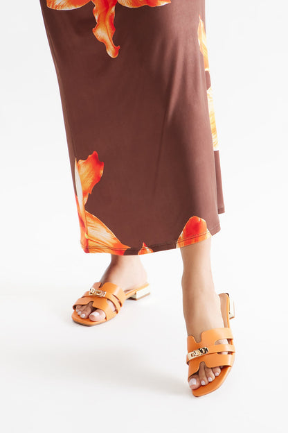 Archie Hardware Slip On Sandals - Orange