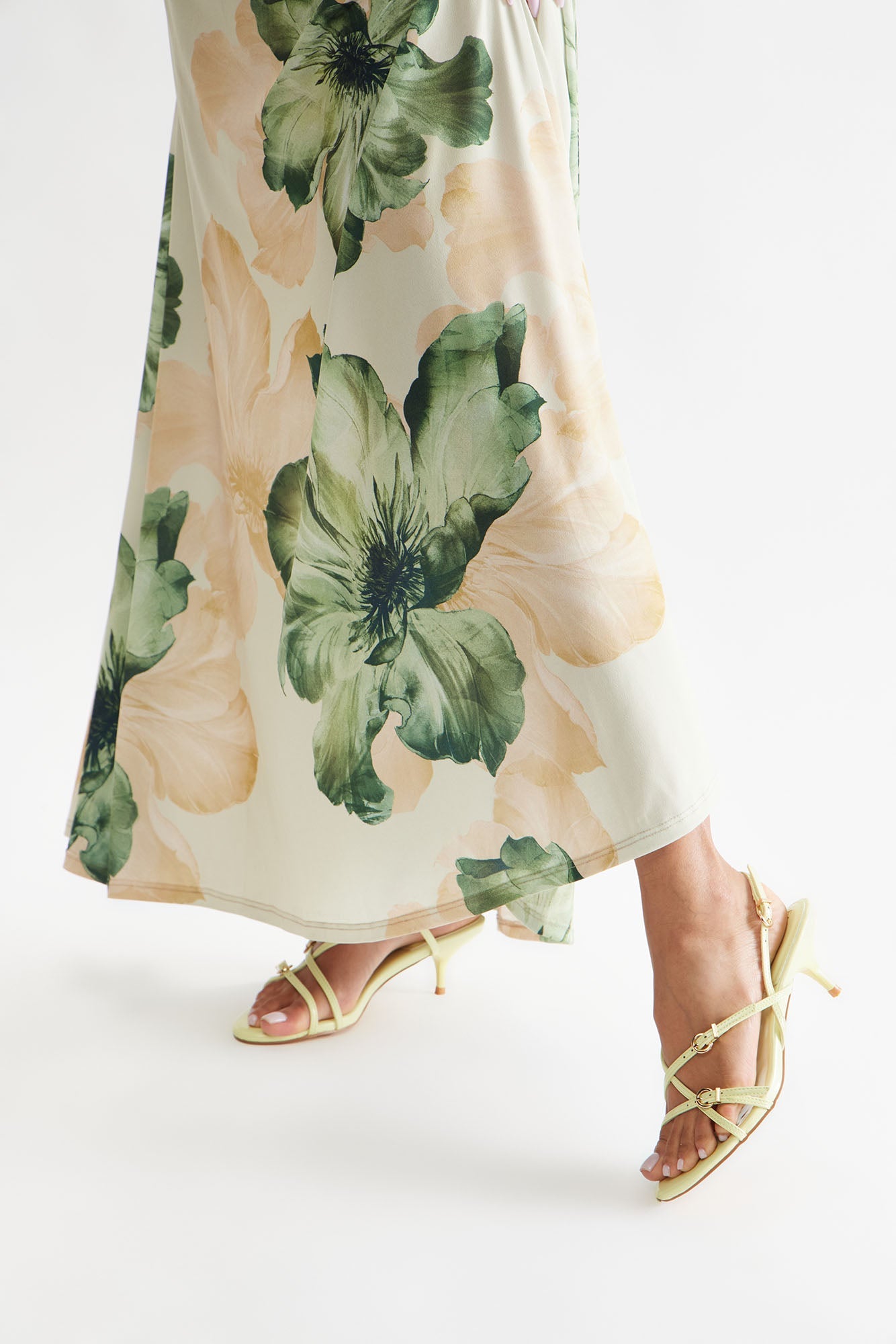 Avenue Buckle Slingback Heels - Yellow