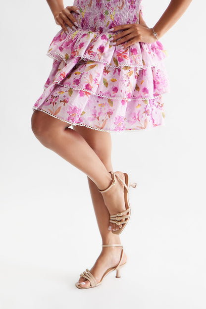 Lulu Buckle Kitten Heels - Beige