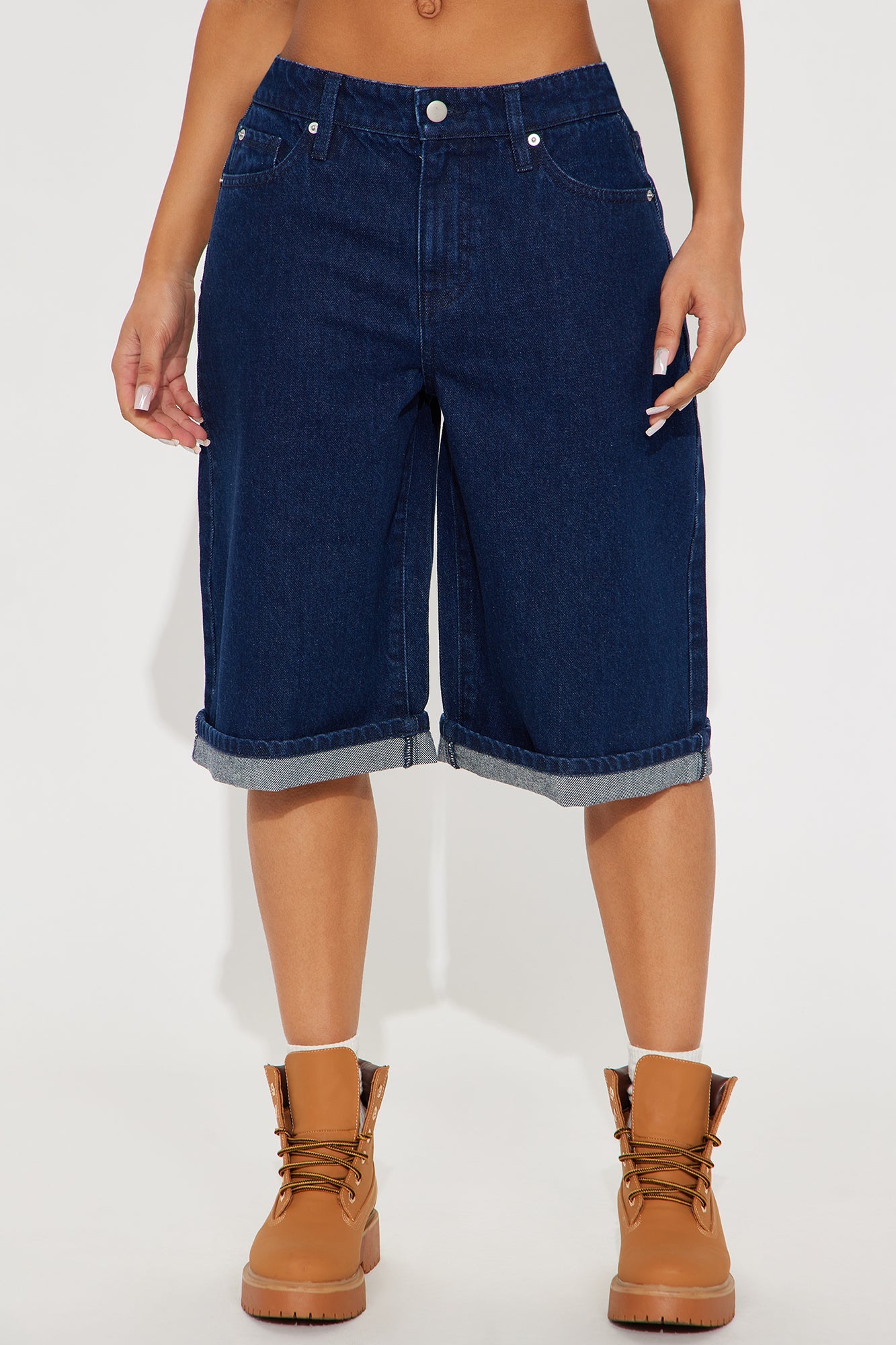 Hustle Mode Denim Jorts - Dark Wash