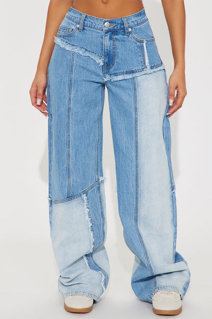 Mon Amour Wide Leg Denim Jeans - Medium Wash