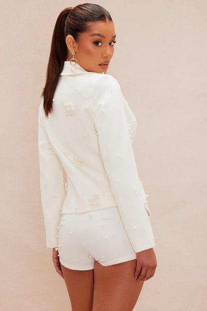 Anisa Pearl Short Suit Set - Cream