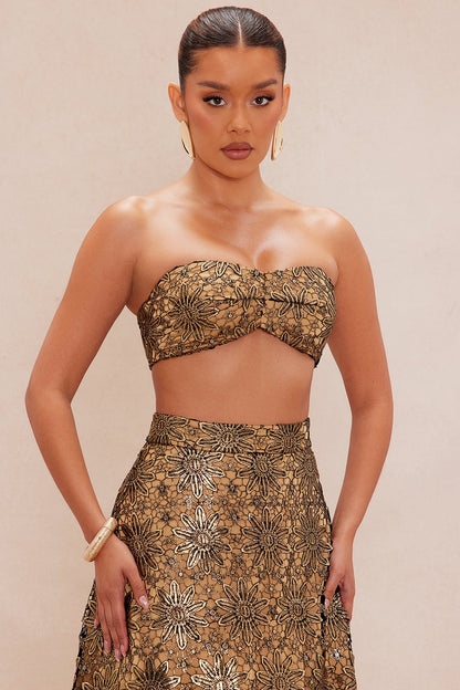 Myra Metallic Skirt Set - Gold