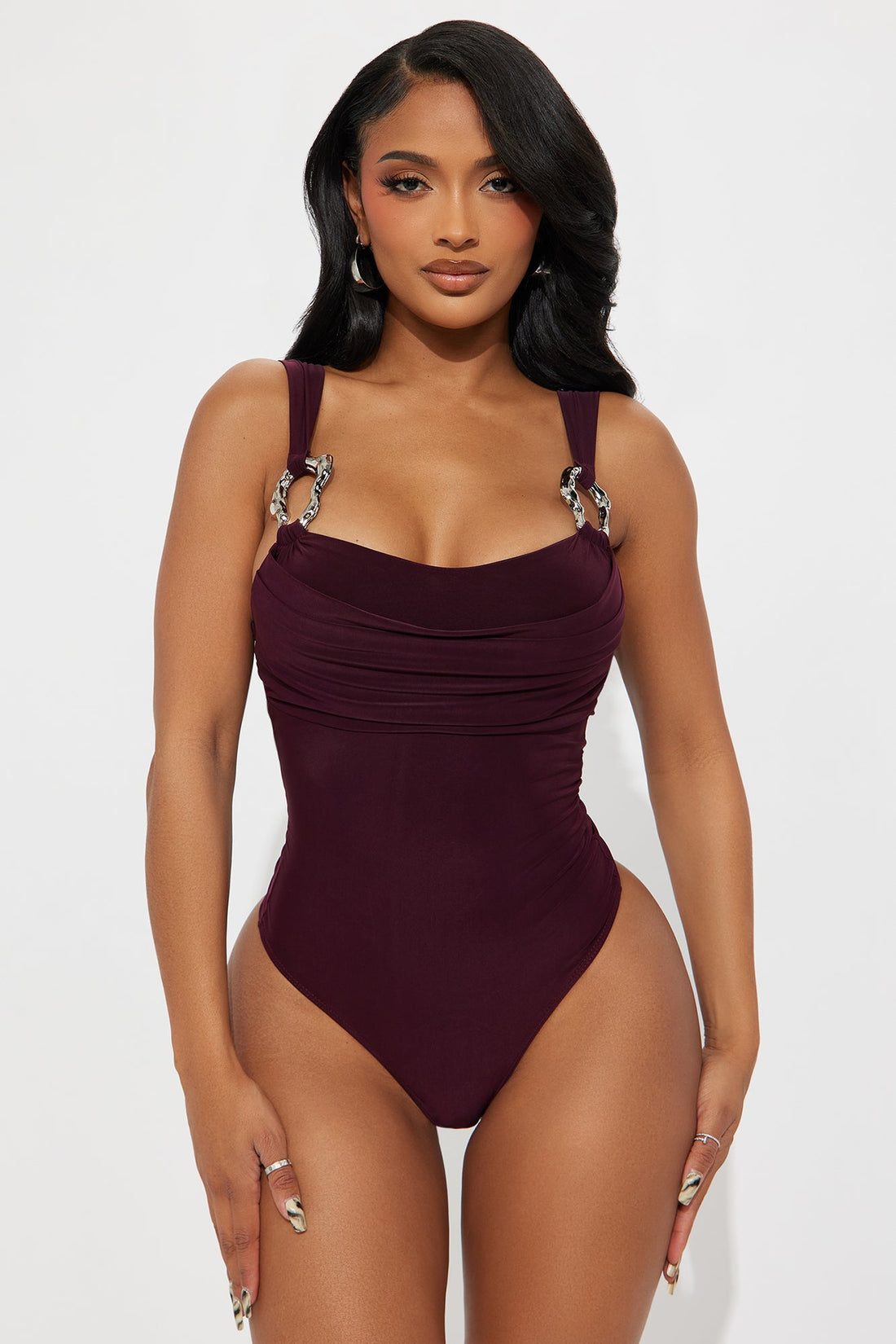 Never Overdone Cowl Neck Bodysuit - Plum