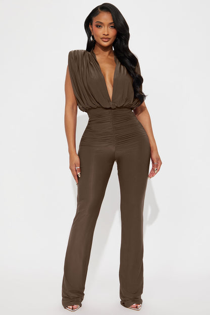 Sleek Seduction Jumpsuit - Brown