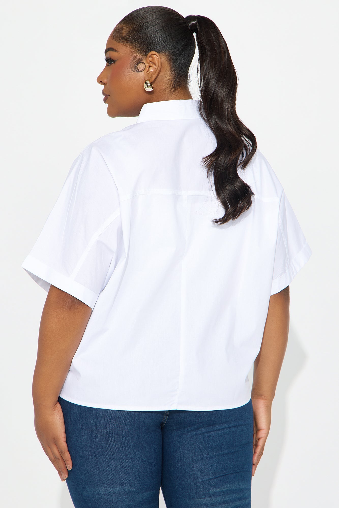 Sancie Oversized Poplin Button Up Shirt - White