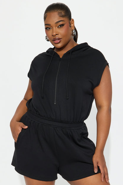 Running Errands Short Sleeve Romper - Black