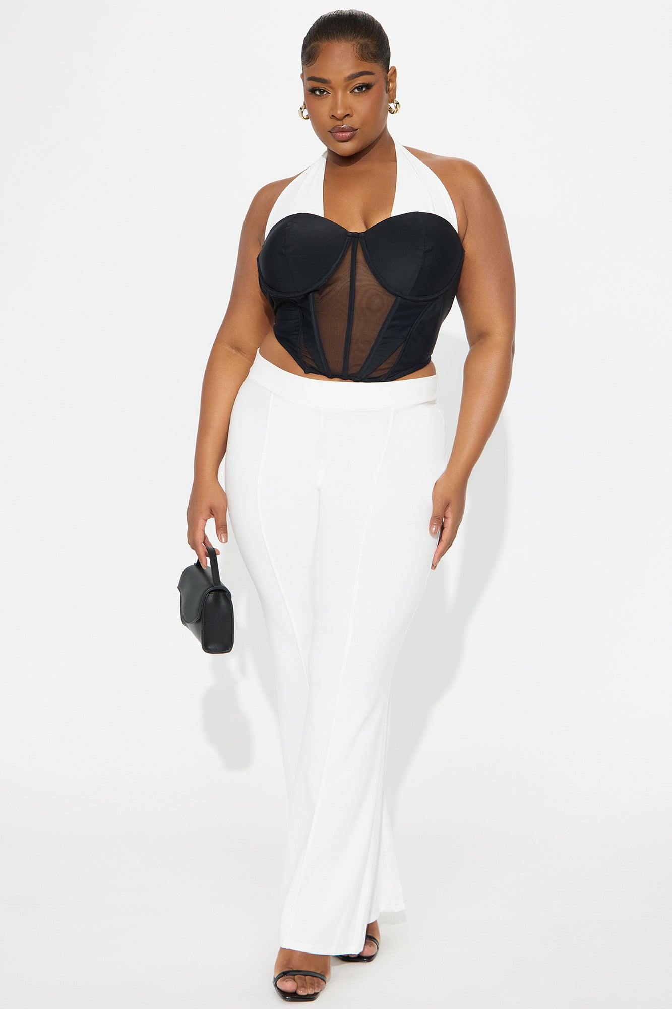 Endless Grace Corset Halter Top - Black/White