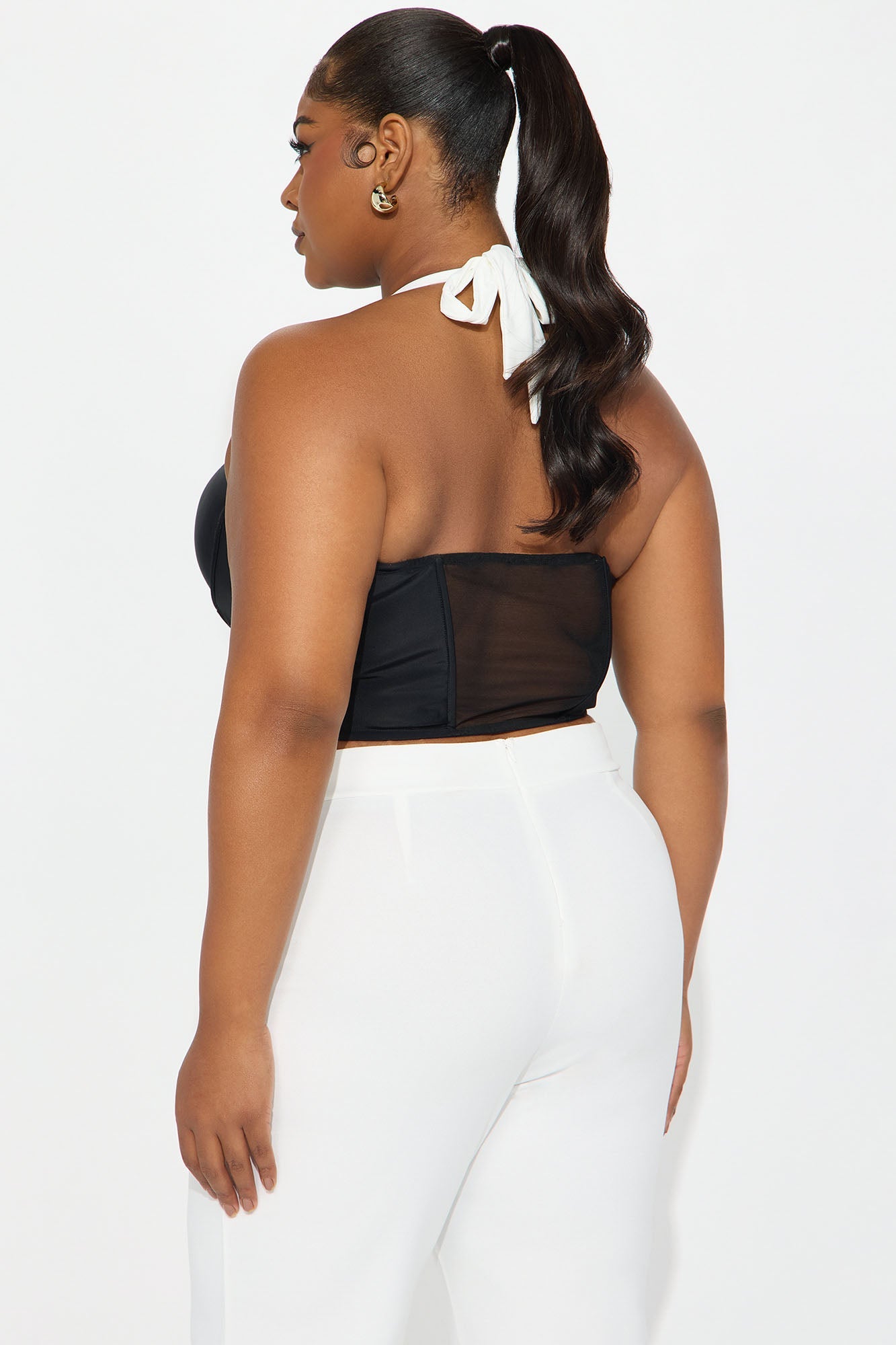 Endless Grace Corset Halter Top - Black/White