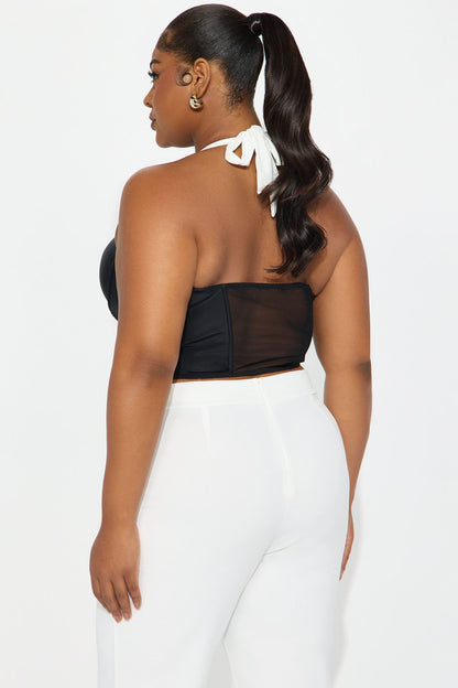 Endless Grace Corset Halter Top - Black/White