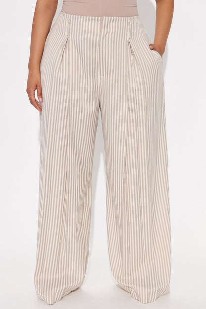 Nara Stripe Twill Trouser - Tan/Multi