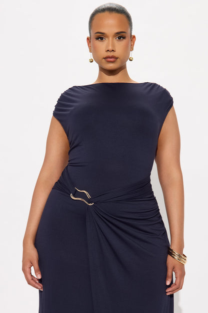 Tamira Ruched Maxi Dress - Navy