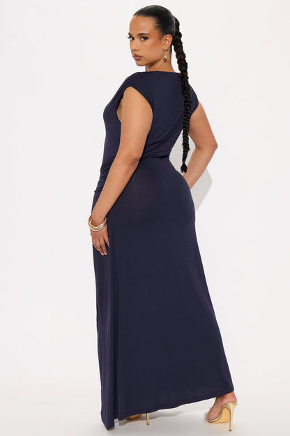 Tamira Ruched Maxi Dress - Navy