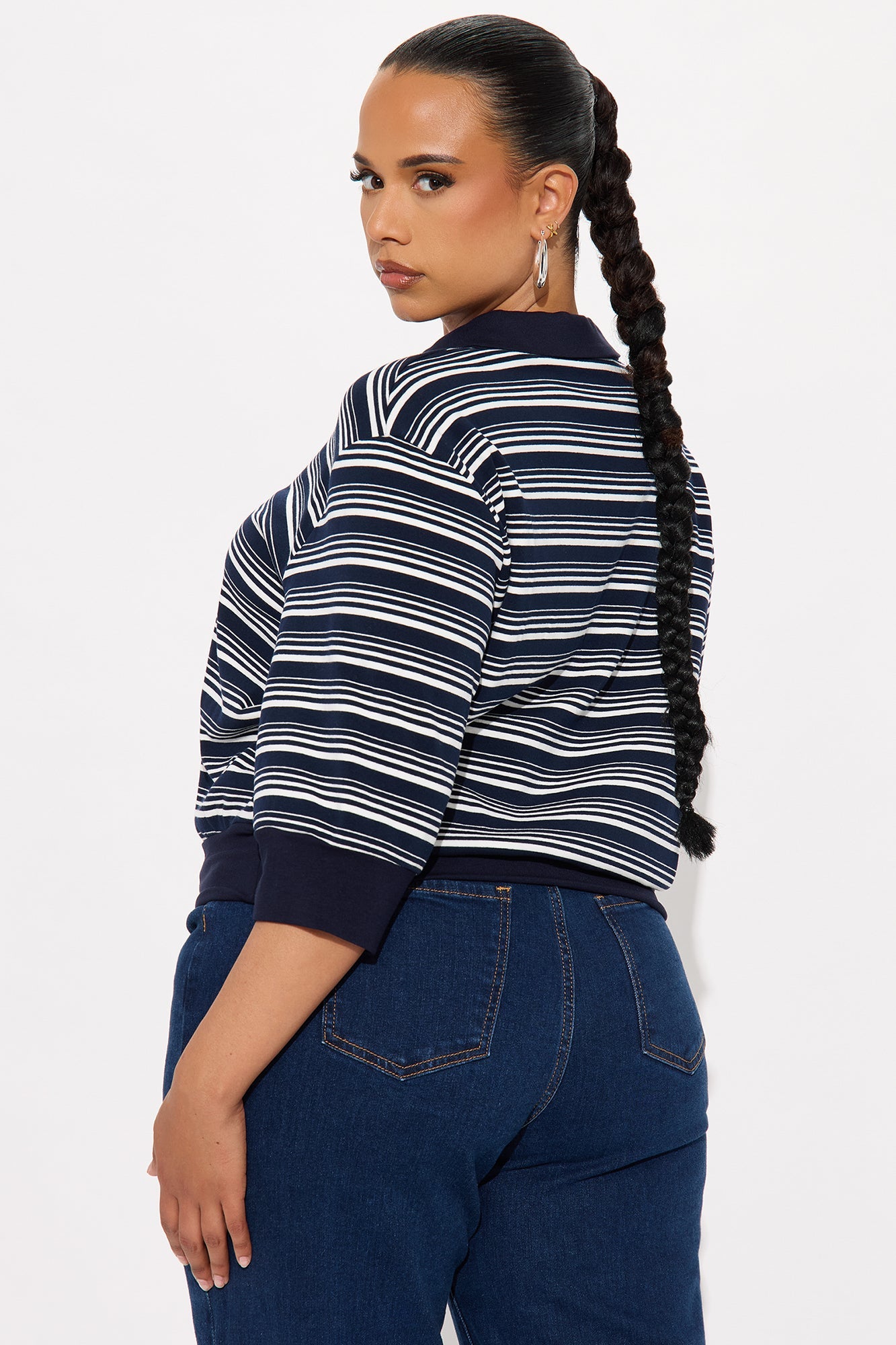 Striped Out Striped Sweater Polo - Navy/combo