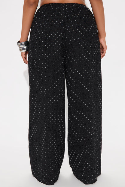On My Way Polka Dot Wide Leg Pant - Black