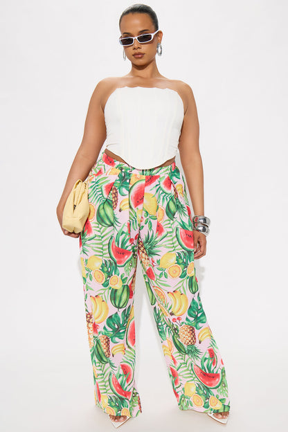 Juicier Times Fruit Wide Leg Pants - Pink/combo