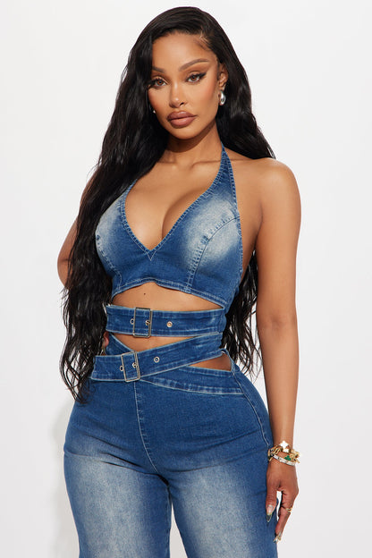 Look For Me Denim Jumpsuit - Medium Wash