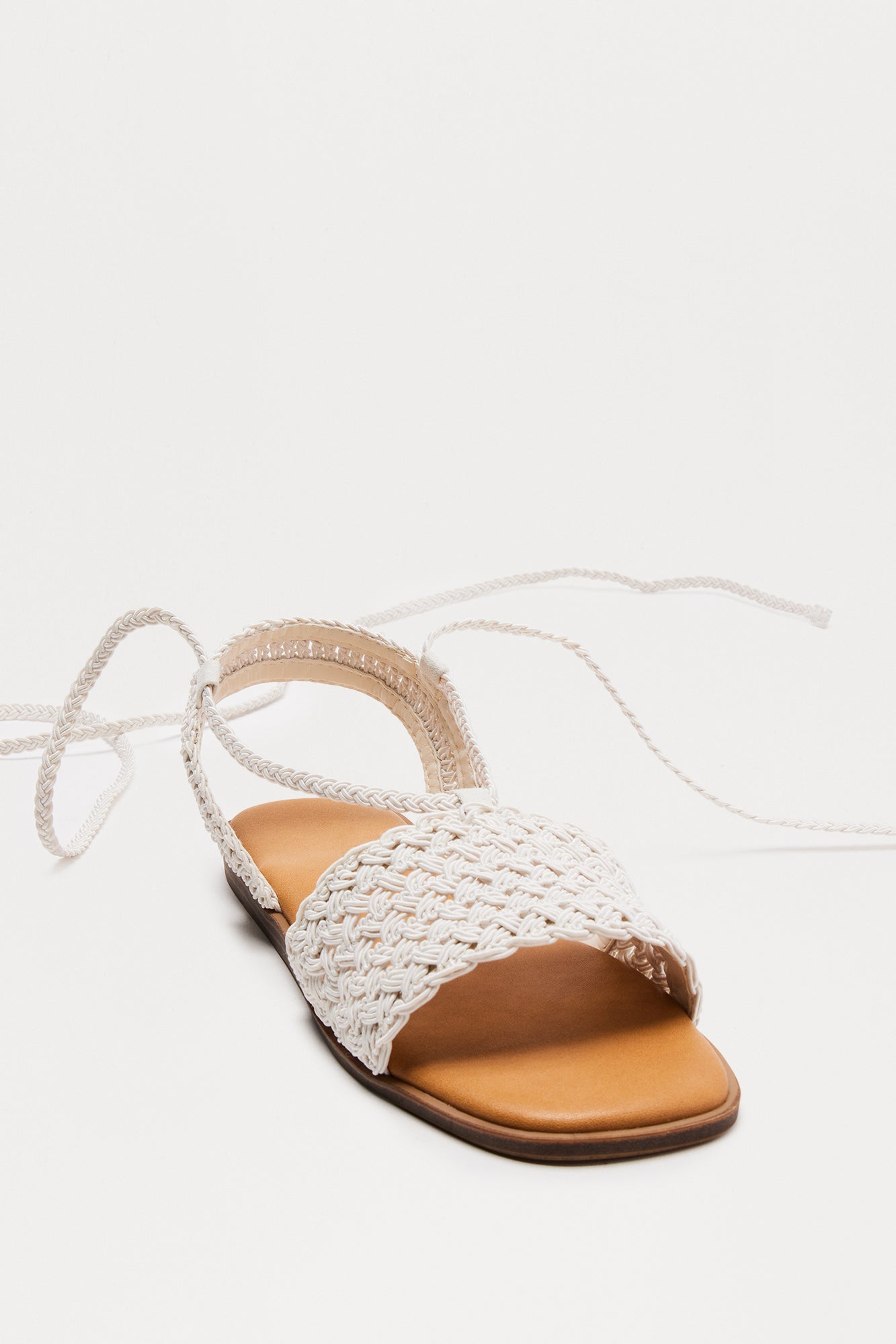 Thailand Crochet Wrap Up Sandals - Cream