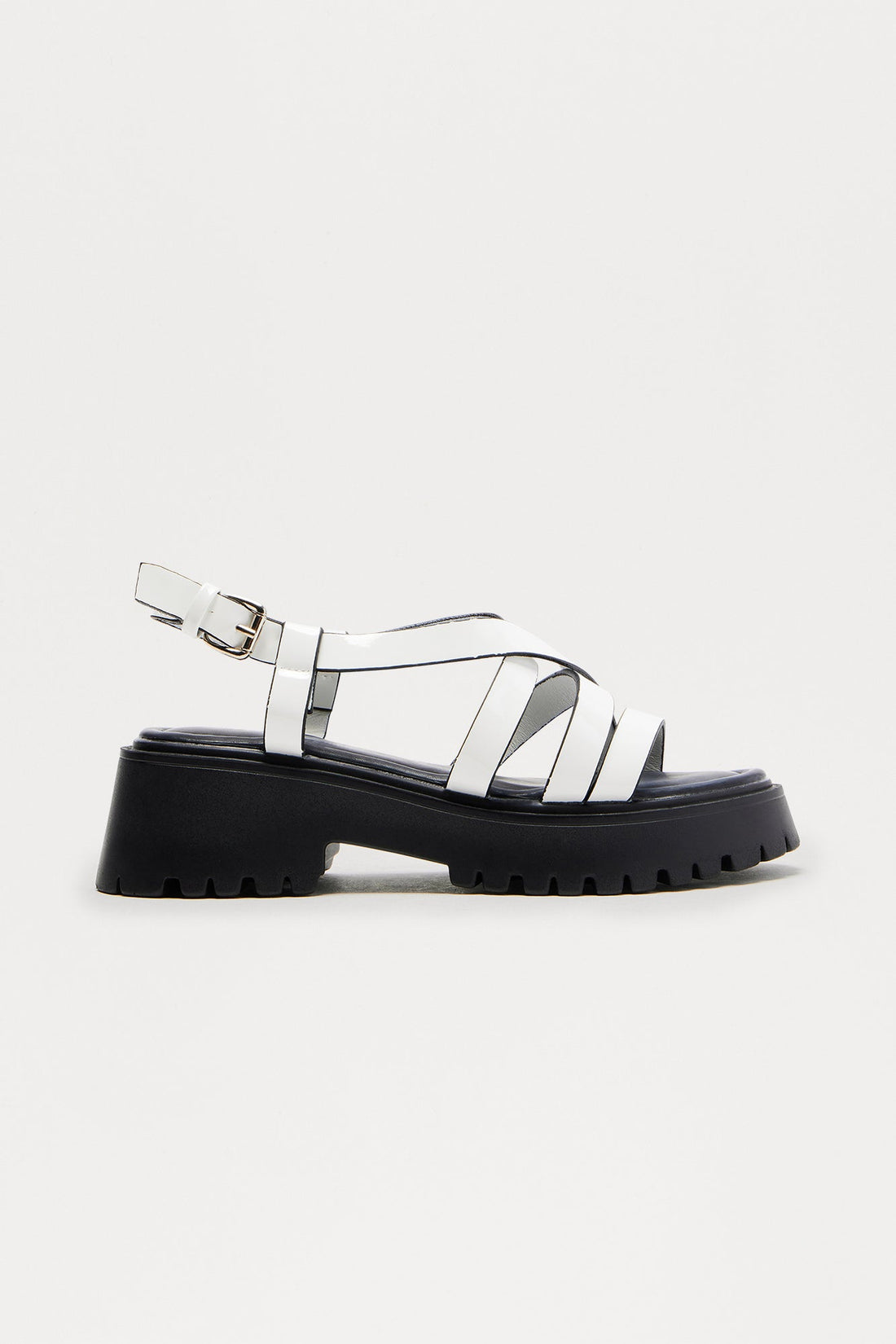 Zina Ankle Strap Platform Sandals - White